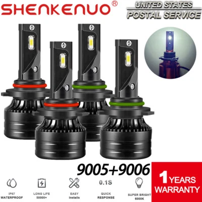 6000K White LED Headlight Bulbs High Low Beam for 2004-2013 Honda CIVIC COUPE - Image 1 of 4