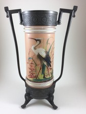 New listing
Handpainted Heron Ring Vase Reed & Barton Silverplate Holder Mt Washington
