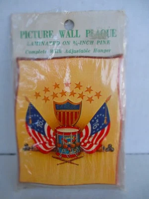Cuadro de madera vintage placa de pared '76 bandera americana tambor patriótico bicentenario Foto 1 de 4