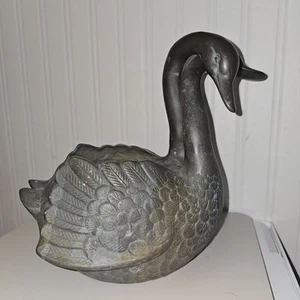 Vintage Copper/Metal Decorative swan pair planter or trinket holder-accent piece - Picture 1 of 8