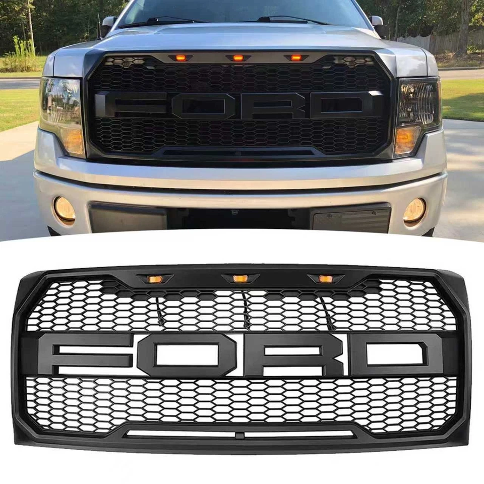 Parachoques delantero para Ford F150 F-150 2009-2014 parrilla capó parrilla estilo Raptor negro Foto 1 de 4