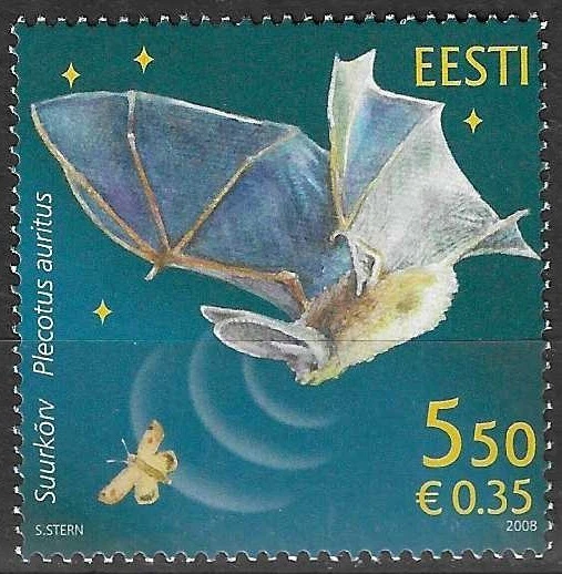 Bat Brown Long-Eared Plecotus Auritus Estonia Estland Mint MNH Stamp 2008 - Image 1 of 1