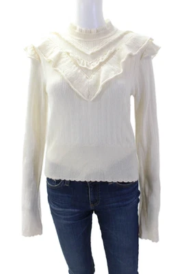 Suéter Pullover Anthropologie Mujer Blanco Cachemira Cuello Simulado Talla S Foto 1 de 4