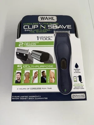 Wahl Clip n Shave Cordless Lithium Ion 5-In-1 Hair Clipper + Foil Shaver  - NEW - Image 1 of 4