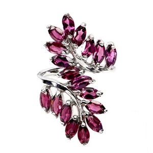 925 Sterling Silver Ring Marquise Rhodolite Garnet 6x3mm Gemstone Jewelry Size 7 - Picture 1 of 13