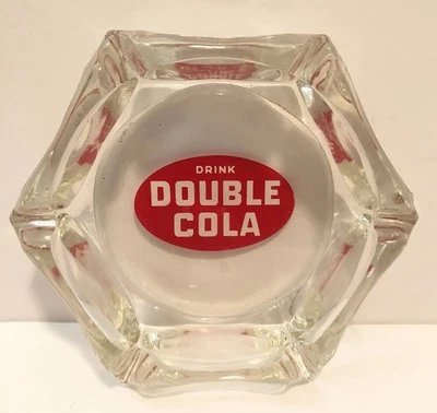 Vintage Drink Double Cola Glass Ashtray Soda Advertising - Изображение 1 из 3