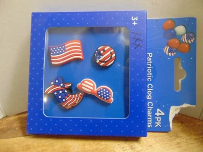 LOTE de dijes para zapatos patrióticos/4 de julio para zuecos - bandera, cara sonriente, botas, gafas Foto 1 de 4