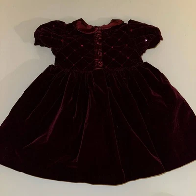 ВИНТАЖНЫЙ BT B.T. Baby Togs Kids Baby девочек праздничное платье бордовый бархат Sz 3T - Изображение 1 из 4
