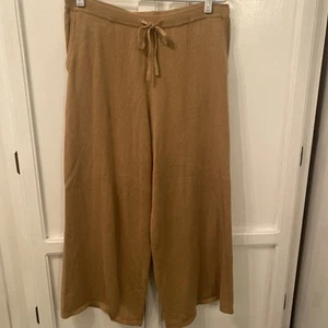 Haven Well Within Pants Womens Large Camel Cropped Wide Leg Rib Knit Soft Lounge - Picture 1 of 10