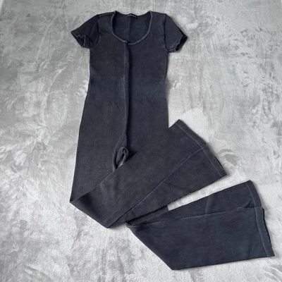 Body Dinámico Largo Completo Pierna Acampanada Mono Mujer Talla Única OS Acanalado Gris Foto 1 de 4