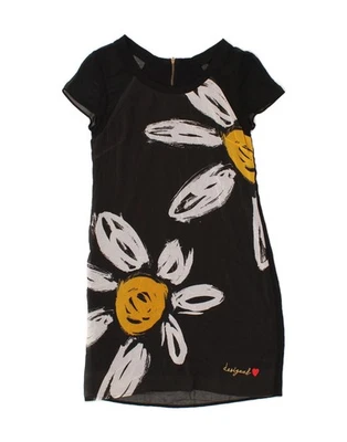 Vestido recto DESIGUAL para mujer UK 12 mediano negro floral poliéster AH06 Foto 1 de 3