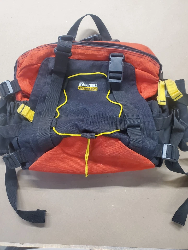 Wilderness Technology Hiking Fanny Pack Red Black Adjustable Waist Bag - Image 1 of 4