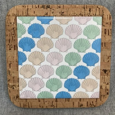 Remache de cerámica y corcho vintage Knobler Shell Portugal 7,5" playa costera Foto 1 de 4