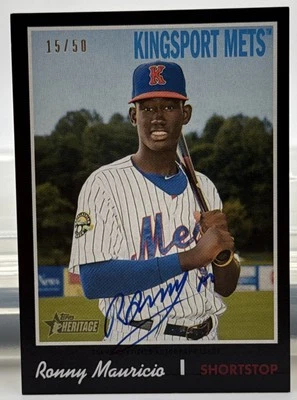 2019 Topps Heritage Minor League Ronny Mauricio Auto Black /50 #ROA-RM - Image 1 of 4