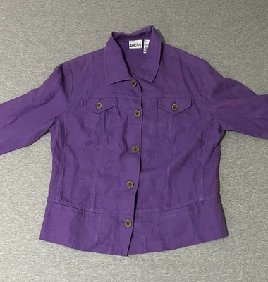 Chico's linen button down jacket blazer top purple sz 1 - Image 1 of 4