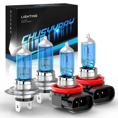 For Ford Fusion 06-16 Car Halogen Headlights High Low Beam Bulbs Kit White 4pcs - Image 1 of 4