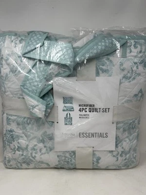 Conjunto de colcha e bolsa tote Martha Stewart estampada damasco completo/rainha  - Imagem 1 de 4
