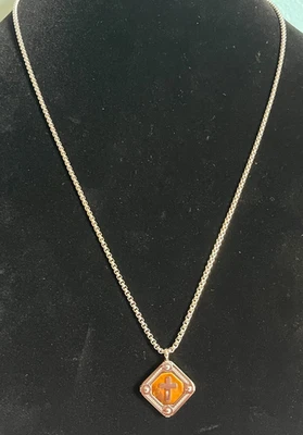 NEW Stainless Steel & Tiger's Eye Cross Pendant on Round Box Chain 24" - Image 1 of 4