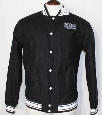 NEW DC USA Stadium Jacket Black w White Trim Classic Old School Look sz Medium - Image 1 of 3