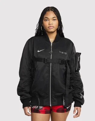 NIKE x MEGAN THEE STALLION BOMBER JACKET Black Women Small FZ0461-010 - Image 1 of 4