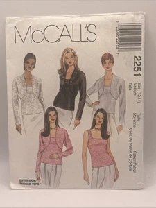 McCall’s SEWING PATTERN 2251 Misses SHRUG & TOP Stretch Knits Size 12-14 UNCUT - Picture 1 of 3