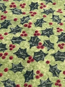 Christmas Holly Flannel Cotton Fabric 2.5 Yards 44" Wide Holly Toss Susan Winget - Picture 1 of 5