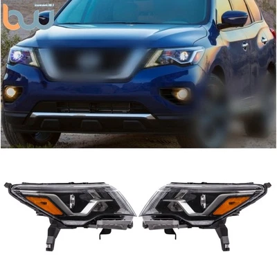 Par de faros proyectores halógenos LED DRL negros para Nissan Pathfinder 2017-2020 Foto 1 de 4