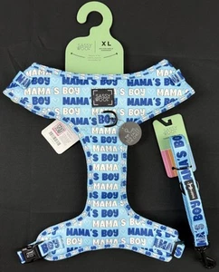 Imbracatura Sassy Woof Blu Regolabile XL con Guinzaglio Abbinato ~ "Mamma's Boy" - Foto 1 di 9