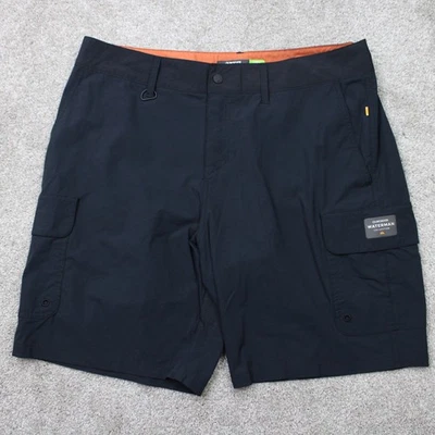 Quiksilver Waterman Shorts Mens 34 Black Cargo Pocket Nylon Stretch Athleisure - Image 1 of 4