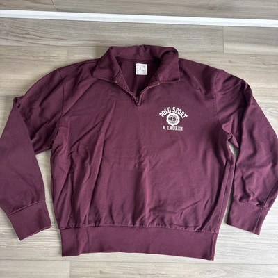 Para Hombres Ralph Lauren Polo Deportivo 1/4 Cremallera Jersey Suéter XL Rojo Granate Borgoña Foto 1 de 4
