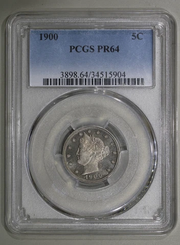 1900 (PR64) Proof Liberty Head 'V' Nickel 5c PCGS Graded Coin Cover