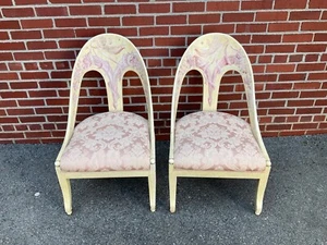 PAIR MICHAEL TAYLOR BAKER SPOON BACK SLIPPER CHAIRS - Picture 1 of 11