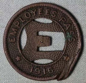 Rara Co. Mobile Light & Railroad 1916 Gettone ~ Pass Dipendenti Tram - Foto 1 di 2