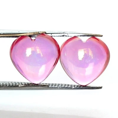Par de piedras preciosas sueltas de topacio rosa natural en forma de corazón 10x10 mm 9,51 CTS Foto 1 de 4