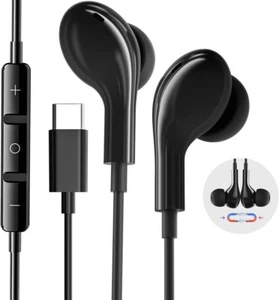 For iPhone 16 15 Pro Max iPad Pro Wired USB Type-C Stereo Earbuds Headphones - Picture 1 of 6