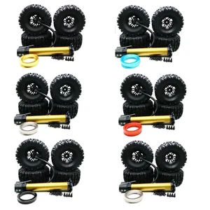 2.2" Air Pneumatic Tires with Beadlock Wheels Set Q2-003 4P for 1/10 Rc Crawler - Picture 1 of 13