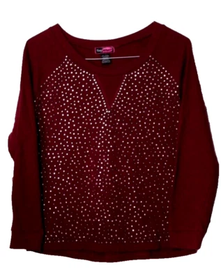 DI QUÉ? SUDADERA Damas Talla XL Borgoña Negro Blanco Diamante Estrás Foto 1 de 4