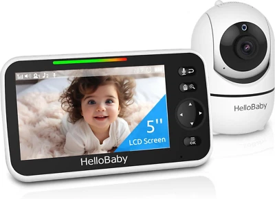 Babyphone mit Kamera und Nachtsicht, 5'' Display mit 30 Stunden Akku, Schwenk-