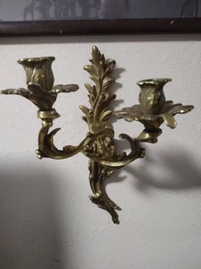 Vintage Glo-Mar Guilded Brass Two Stick Candle Holder Wall Hanging RARE FIND! - Picture 1 of 6