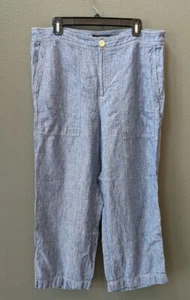 Ralph Lauren Damen Cropped Hose Leinen Blau Chambray Größe 14 - Bild 1 von 4