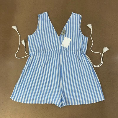 Mameluco para mujer talla 2 azul blanco a rayas cuerda cordón cintura ASOS DESIGN nuevo con etiquetas Foto 1 de 4