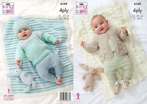 King Cole Baby DK Strickmuster Decke Jacke Pullover Schuhe & Mütze 4-lagig 6169 - Bild 1 von 5