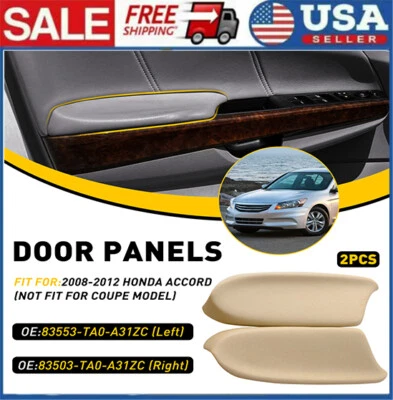 Se adapta a Honda Accord 2008-12 cuero panel puerta reposabrazos cubierta tapizada par beige Foto 1 de 4