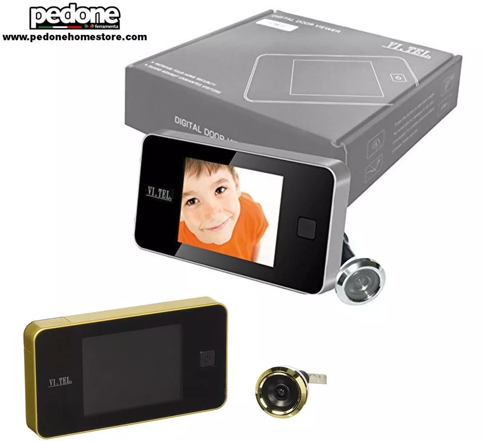 Spioncino Digitale Porta Con Display Lcd Telecamera Vitel E0372 Oro e Argento - Immagine 1 di 2