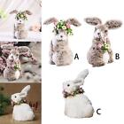 Soft Easter Rabbit Decor with Wreath Art Bunny Sculptures for Garden Table