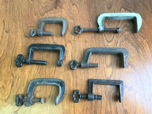 6 vintage old C clamps Wood Working Shop Tool Clamps - Picture 1 of 12