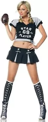Star Football Player Sports Black Fancy Dress Up Halloween Sexy Adult Costume - Image 1 of 2