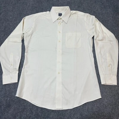 Joseph Feiss Shirt Mens 16 34/35 Ivory Cotton Button Up Collared Slim Non-Iron - Image 1 of 4