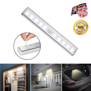 10 LED Closet Light PIR Motion Sensor Cabinet Wall Cupboard Kitchen Wardrobe UK - Picture 1 of 9