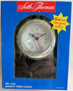 SETH THOMAS QUARTZ TABLE ALARM CLOCK NOS NEW-OLD-STOCK MODEL No. TBL-1436 BLACK - Picture 1 of 2